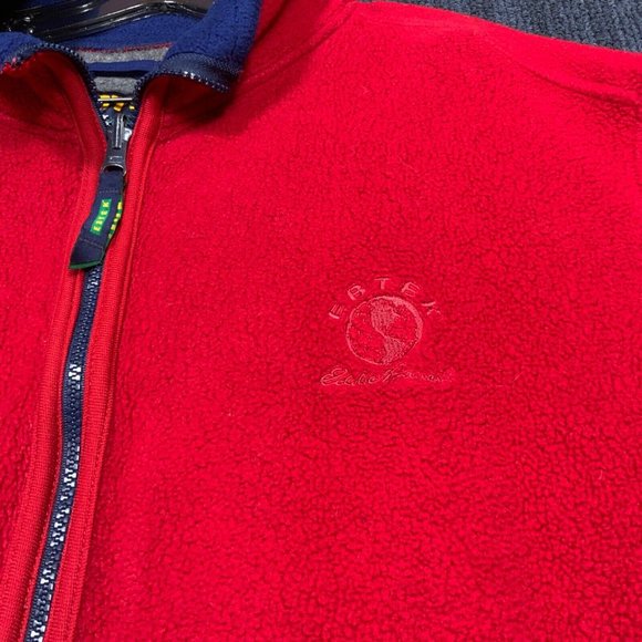 Eddie Bauer EBTEK Fleece Jacket Mens Large Red Full Zip Polartec Vintage 90s Blu - Picture 7 of 14